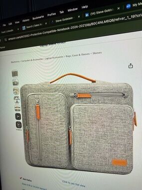 Gray Men's Laptop Briefcase with Tan Accents